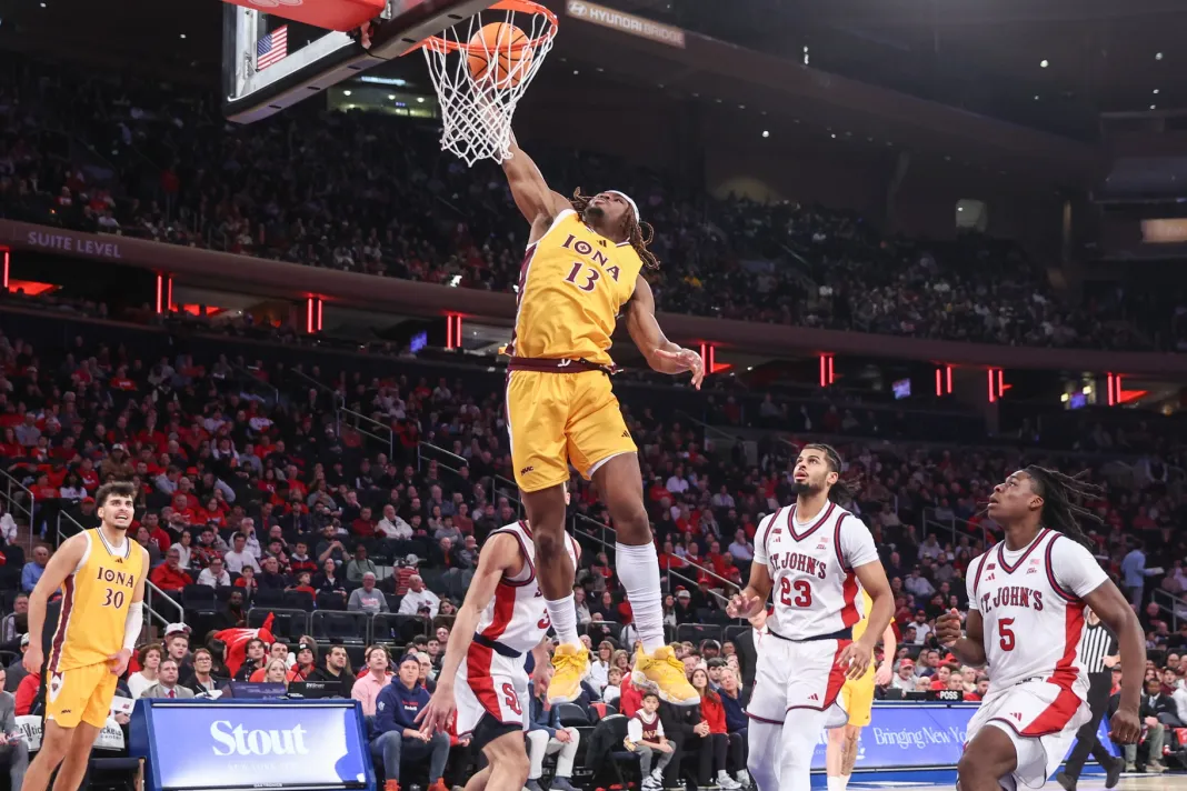 NCAA Basketball: Iona at St. John Kosy Akametu, Iona, college basketball