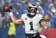 49ers vs. Eagles Predictions: NFL Playoffs NFC Wild Card Round odds, picks, and player props Eagles star Jalen Hurts throws a pass against the Bills during the 2025 NFL season.
