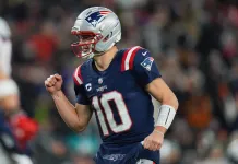 Chargers vs. Patriots Predictions: NFL Playoffs AFC Wild Card Round odds, picks, and player props Patriots star Drake Maye pumps his fist against the Dolphins during the 2025 NFL season.