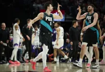 NBA Picks & Predictions Today (Jan. 9): Best Bets on Sides & Totals Blazers star Deni Avdija celebrates a 3 with Donovan Clingan during a meeting with the Jazz in the 2025-26 NBA season.