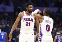 NBA Predictions Today: Best Bets and Player Props for Sunday, January 11 Sixers stars Joel Embiid and Tyrese Maxey react to a play against the Magic during the 2025-26 NBA season.