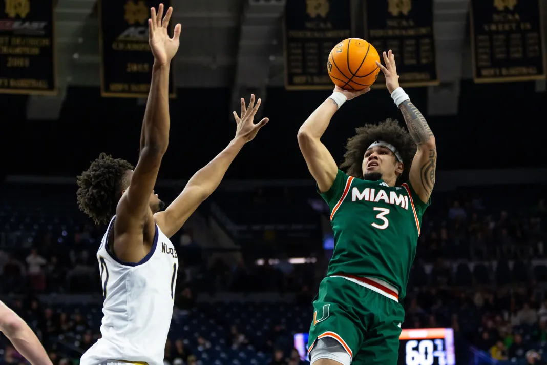 NCAA Basketball: Miami (FL) at Notre Dame Tre Donaldson, Miami, college basketball