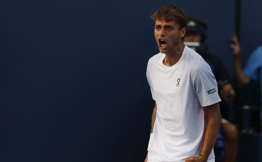 Flavio Cobolli celebrates a point at the 2025 US Open.