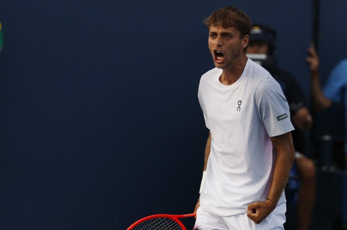 Flavio Cobolli celebrates a point at the 2025 US Open.