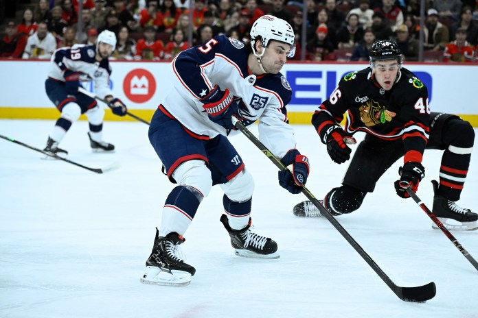 Denton Mateychuk Columbus Blue Jackets defenseman