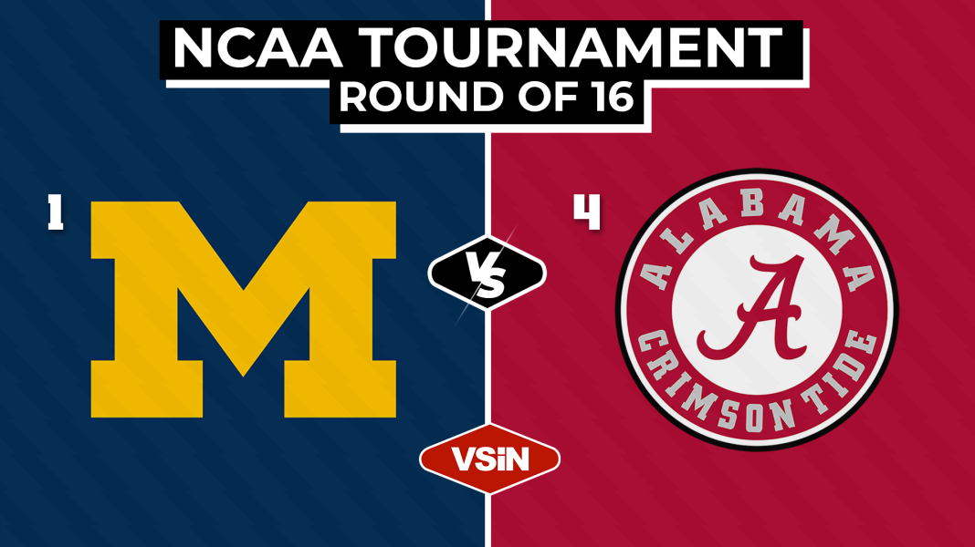 Round of 16 Michigan v Bama michigan vs. alabama prediction sweet 16 preview march madness picks
