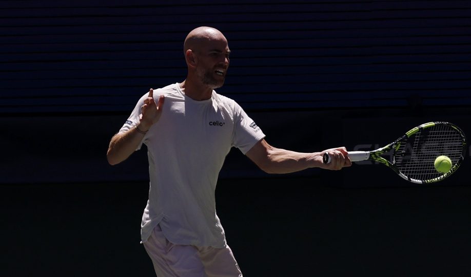 Adrian Mannarino hits a forehand against Jiri Lehecka at the 2025 US Open.