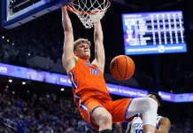 2026 SEC Conference Basketball Tournament Odds & Predictions Florida star Thomas Haugh dunks against Kentucky during the 2025-26 college basketball season.