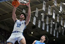 2026 ACC Conference Basketball Tournament Odds & Predictions Duke superstar Cameron Boozer dunks in a meeting with North Carolina during the 2025-26 college basketball season.