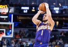 NBA Predictions Today: Best Bets and Player Props for Tuesday, March 17 Suns superstar Devin Booker takes a shot against the Pacers during the 2025-26 NBA season.