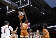 NCAA Tournament Betting Picks, First Four Best Bets & Bracket Strategy Guide Texas Longhorns forward Nic Codie (10) dunks