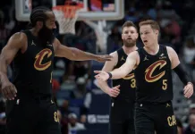NBA Player Prop Picks Today: Top Prop Bets for Friday, March 27 Cavaliers players Sam Merrill and James Harden against the Pelicans during the 2025-26 NBA season.