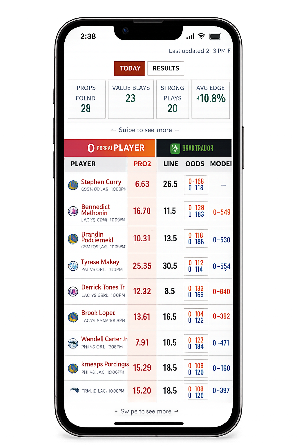 VSiN Pro player props on iPhone