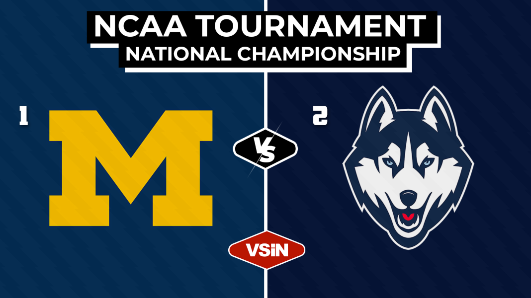 Michigan vs. UConn in the national championship in the 2026 NCAA Tournament. March Madness.