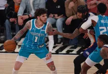 Hornets vs. Heat Picks: NBA Play-In Tournament Eastern Conference No. 9 vs. No. 10 preview and predictions Hornets star LaMelo Ball dribbles against the Knicks during the 2025-26 NBA season.
