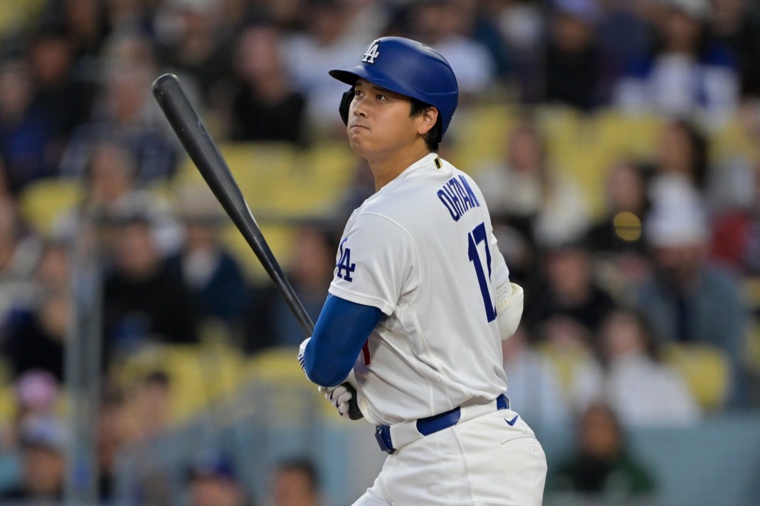 Dodgers star Shohei Ohtani swings against the Mets during the 2026 MLB season.