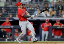MLB Player Props Today: Top Picks for Friday, April 17 Angels superstar Mike Trout against the Yankees during the 2026 MLB season.