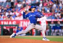 MLB Player Props Today: Top Picks for Monday, April 27 Blue Jays ace Dylan Cease throws a pitch against the Angels during the 2026 MLB season.