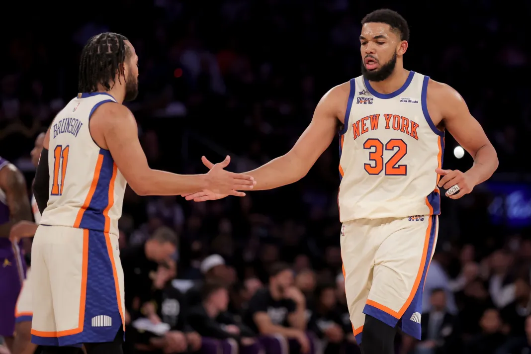 NBA: Los Angeles Lakers at New York Knicks Knicks stars Jalen Brunson and Karl-Anthony Towns during a game against the Lakers in the 2025-26 NBA season.