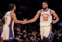 NBA Playoffs Series Preview: Knicks vs. Cavaliers Eastern Conference Finals Prediction Knicks stars Jalen Brunson and Karl-Anthony Towns during a game against the Lakers in the 2025-26 NBA season.