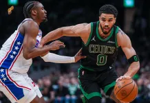 76ers vs. Celtics Game 7 Pick: 2025-26 NBA Playoffs Predictions and Odds Celtics star Jayson Tatum drives on 76ers star Tyrese Maxey during the 2025-26 NBA Playoffs.