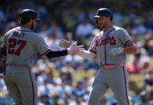 MLB Player Props Best Bets for Tuesday, May 12: Matt Olson, Brice Turang, Nolan Arenado, and others Braves star Matt Olson celebrates a home run against the Dodgers during the 2026 MLB season.