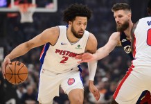 Cavaliers vs. Pistons Game 5 Pick: 2025-26 NBA Playoffs Predictions and Odds Pistons star Cade Cunningham drives to the basket against the Cavaliers during the 2025-26 NBA Playoffs.