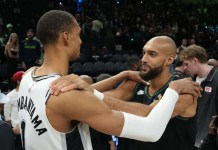 NBA Game 7 Set: Pistons vs Cavaliers, plus Spurs Advance San Antonio Spurs forward Victor Wembanyama (1) talks with Minnesota Timberwolves center Rudy Gobert