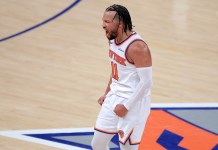 Cavaliers vs. Knicks Game 2 Pick: 2025-26 NBA Playoffs Predictions and Odds Knicks superstar Jalen Brunson celebrates a three against the Cavaliers during the 2025-26 Eastern Conference Finals.