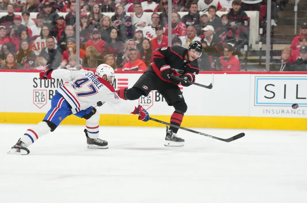NHL: Stanley Cup Playoffs-Montreal Canadiens at Carolina Hurricanes Montreal Canadiens, Carolina Hurricanes. NHL