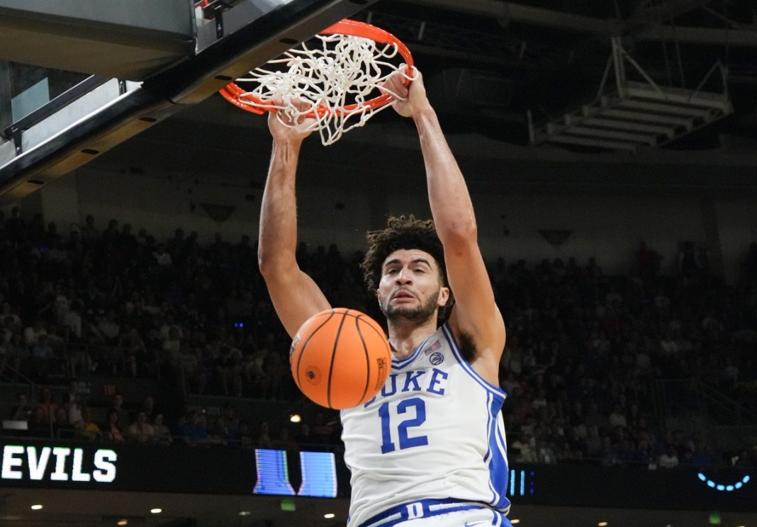 Syndication: The Greenville News Duke forward Cameron Boozer dunks during the 2026 NCAA Tournament.