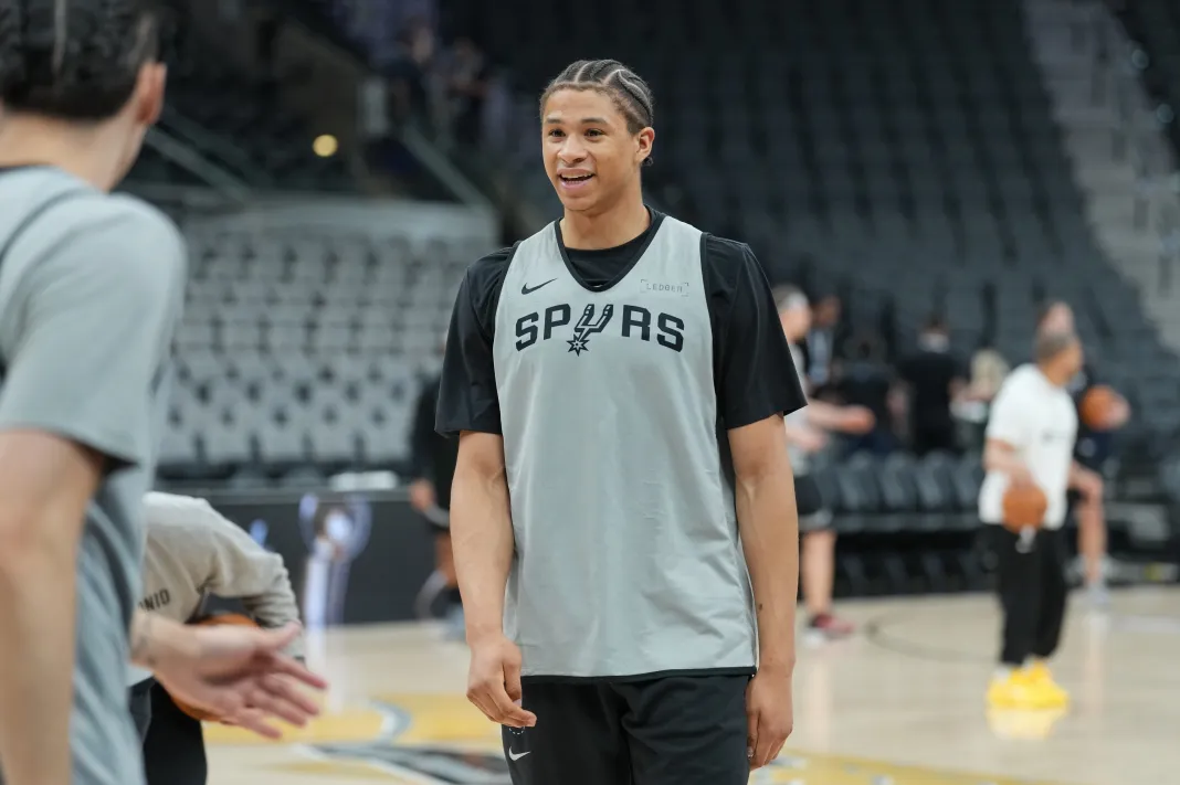 NBA: Finals-Media Day Spurs wing Carter Bryant warming up for an NBA Finals game against the Knicks.