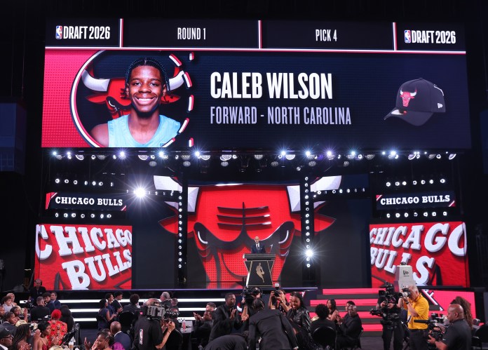 Bulls star Caleb Wilson during the 2026 NBA Draft.