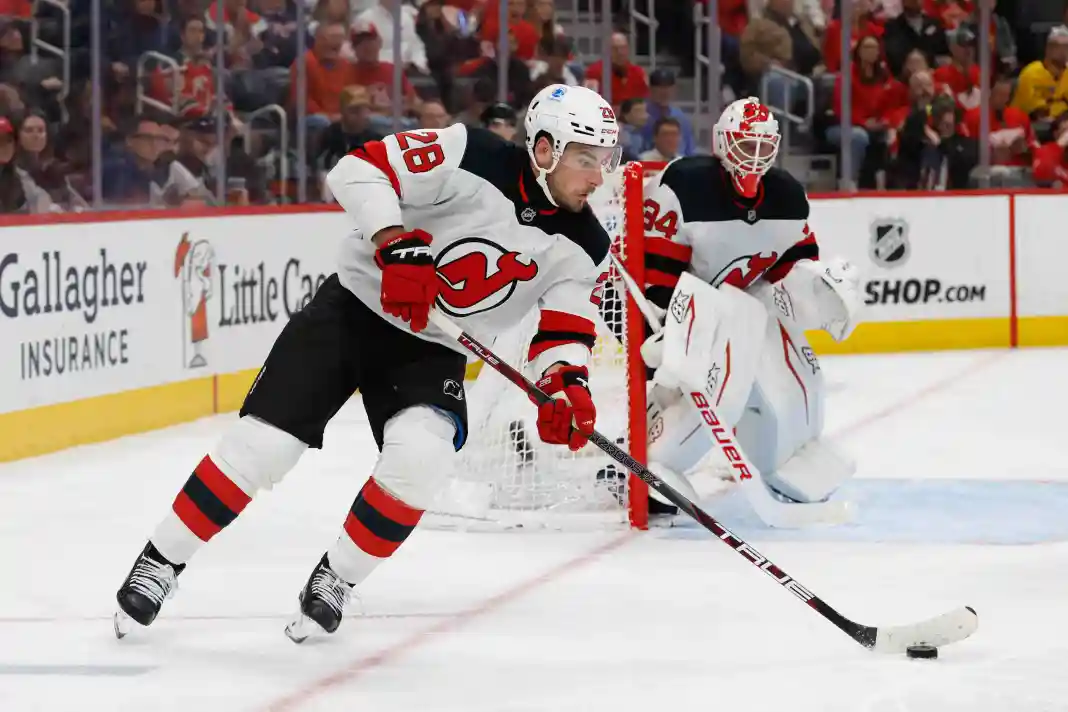 NHL: New Jersey Devils at Detroit Red Wings Timo Meier, New Jersey Devils, NHL