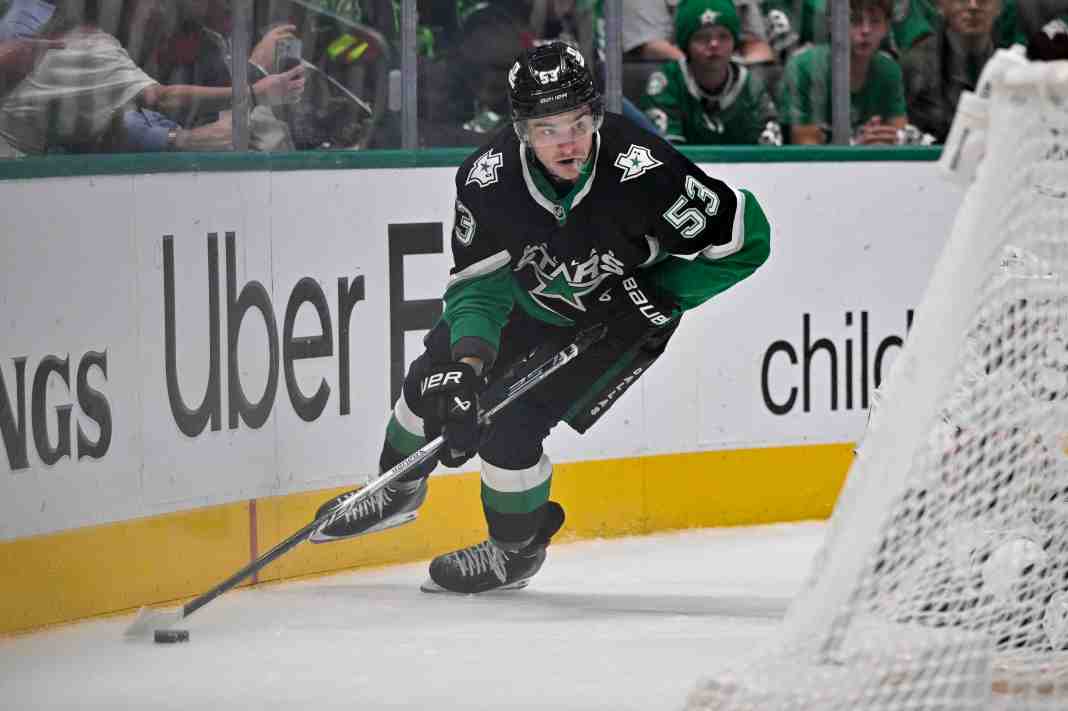 NHL: Stanley Cup Playoffs-Minnesota Wild at Dallas Stars Wyatt Johnston, Dallas Stars, NHL