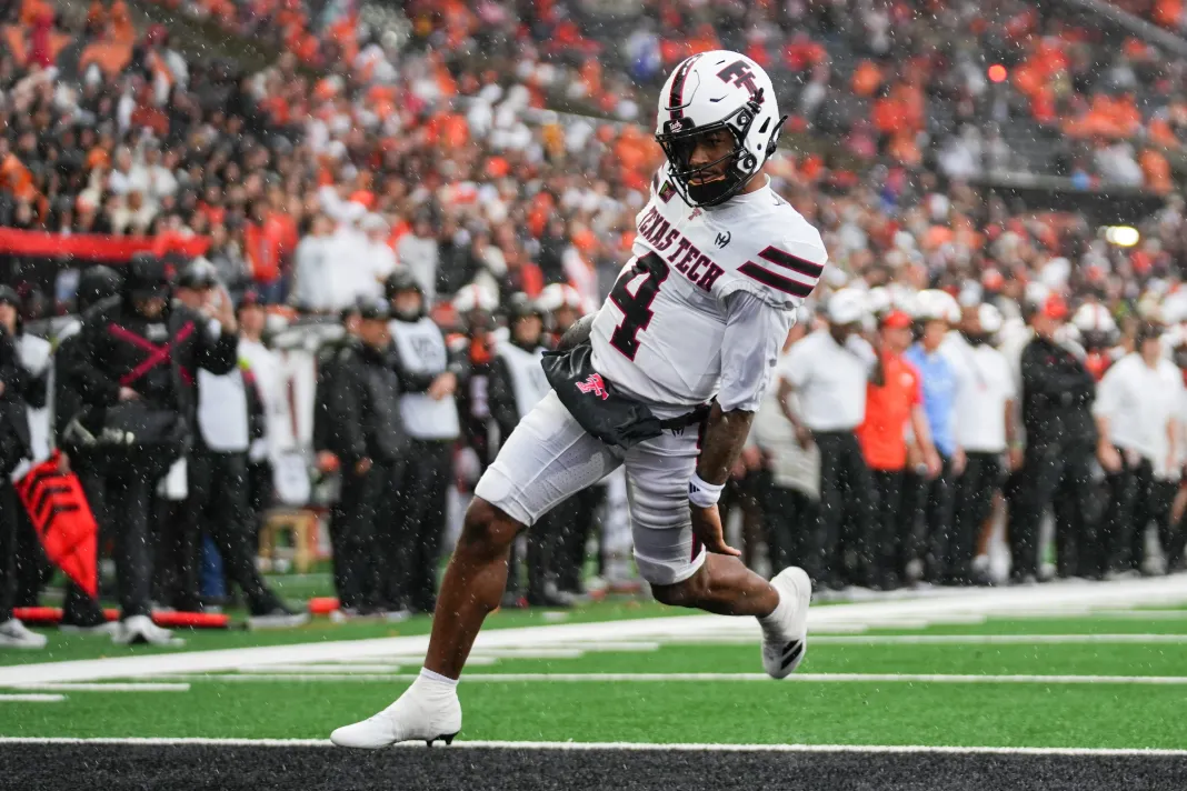 Texas Tech's Thomas Castellanos runs into the end zone during an NCAA football game at Reser Stadium on Saturday, Sept. 12, Thomas Castellanos Texas Tech quarterback