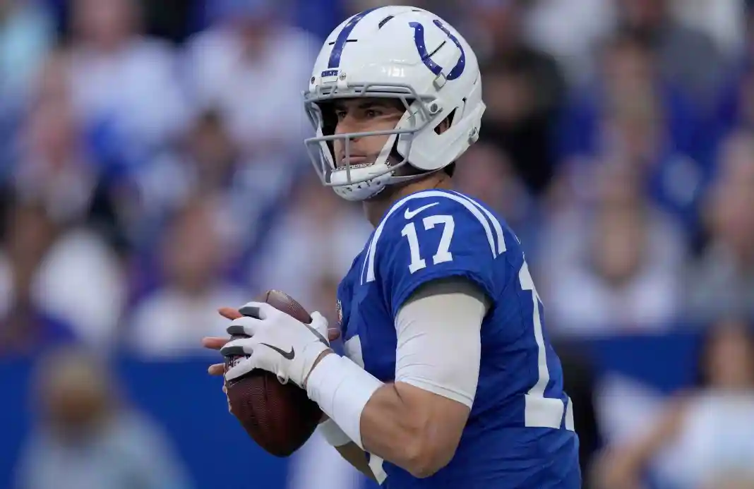 Indianapolis Colts quarterback Daniel Jones (17) drops back to pass Sunday, Oct. 18, 2026, during the game against the Tennessee Daniel Jones, Indianapolis Colts, NFL