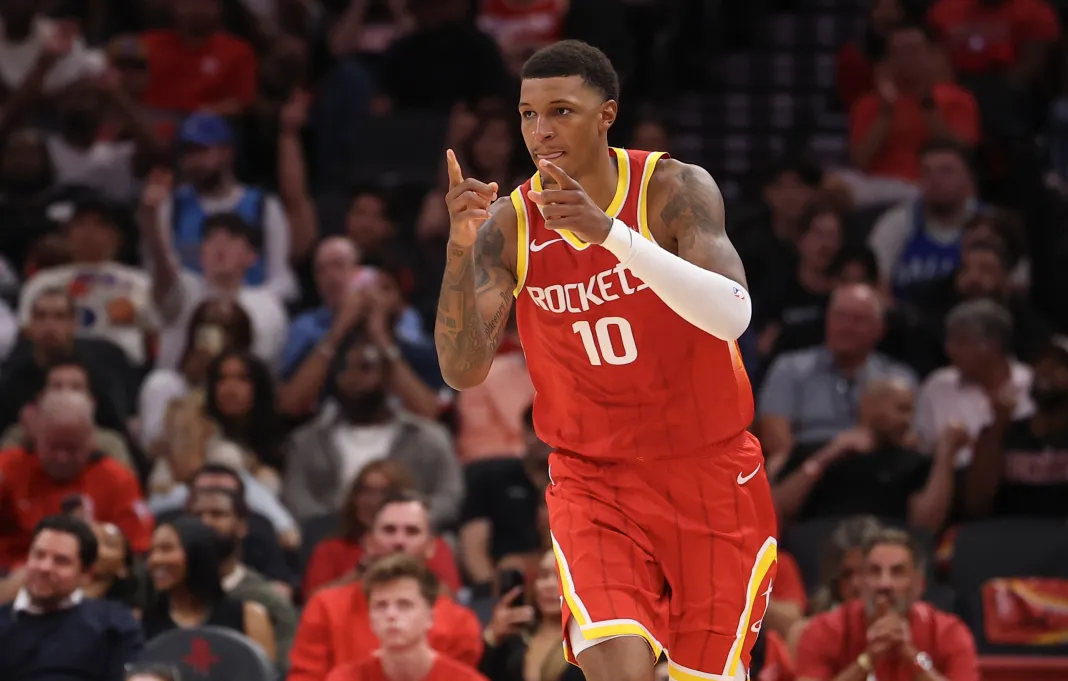 NBA: Dallas Mavericks at Houston Rockets Rockets forward Jabari Smith Jr. celebrates a play against the Mavericks during the 2026-27 season.